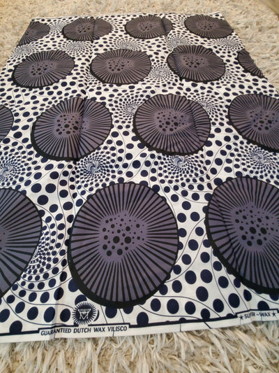 Gray and White Ankara Print Fabric