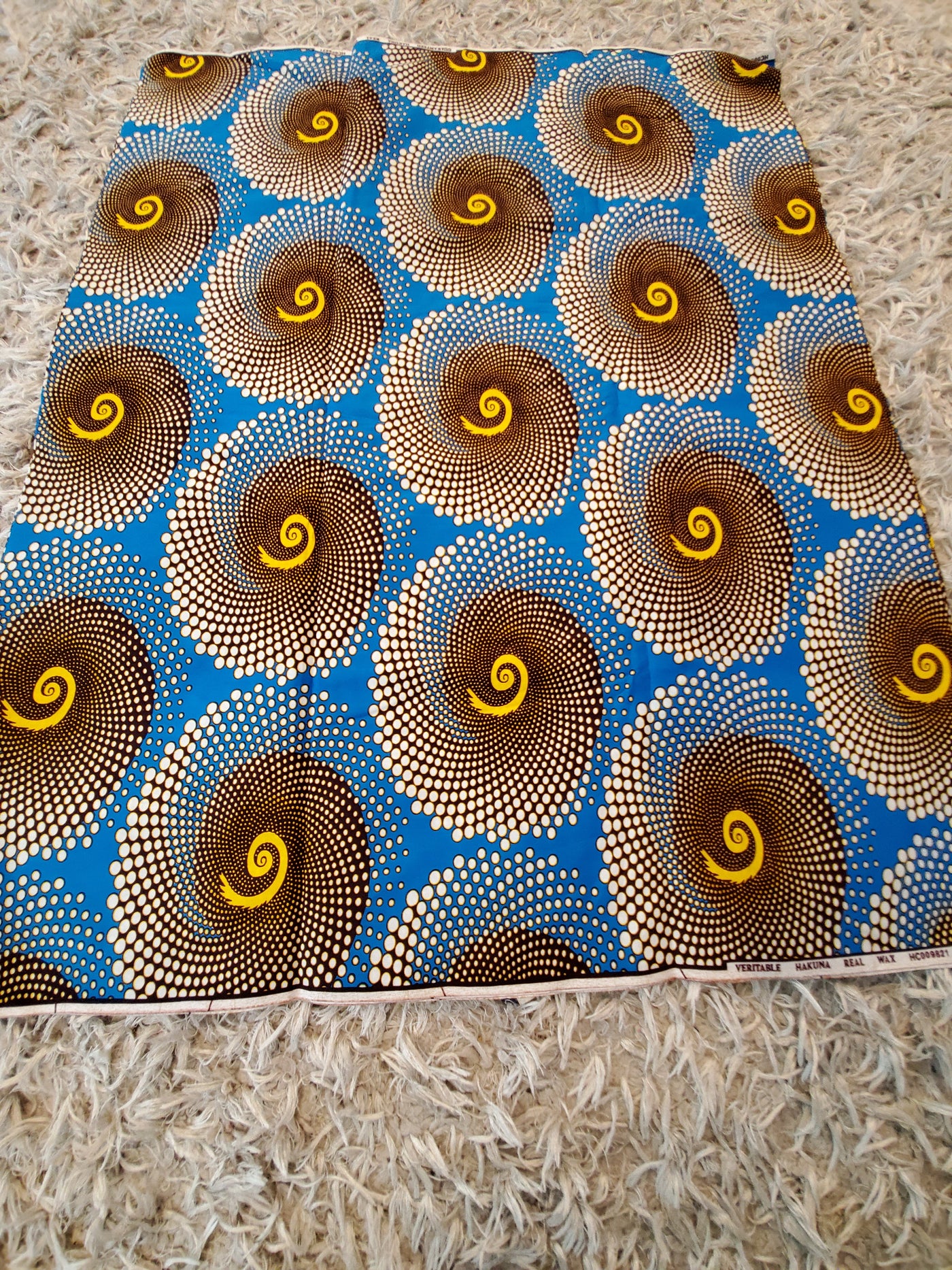 Blue and Brown African Ankara Print Fabric