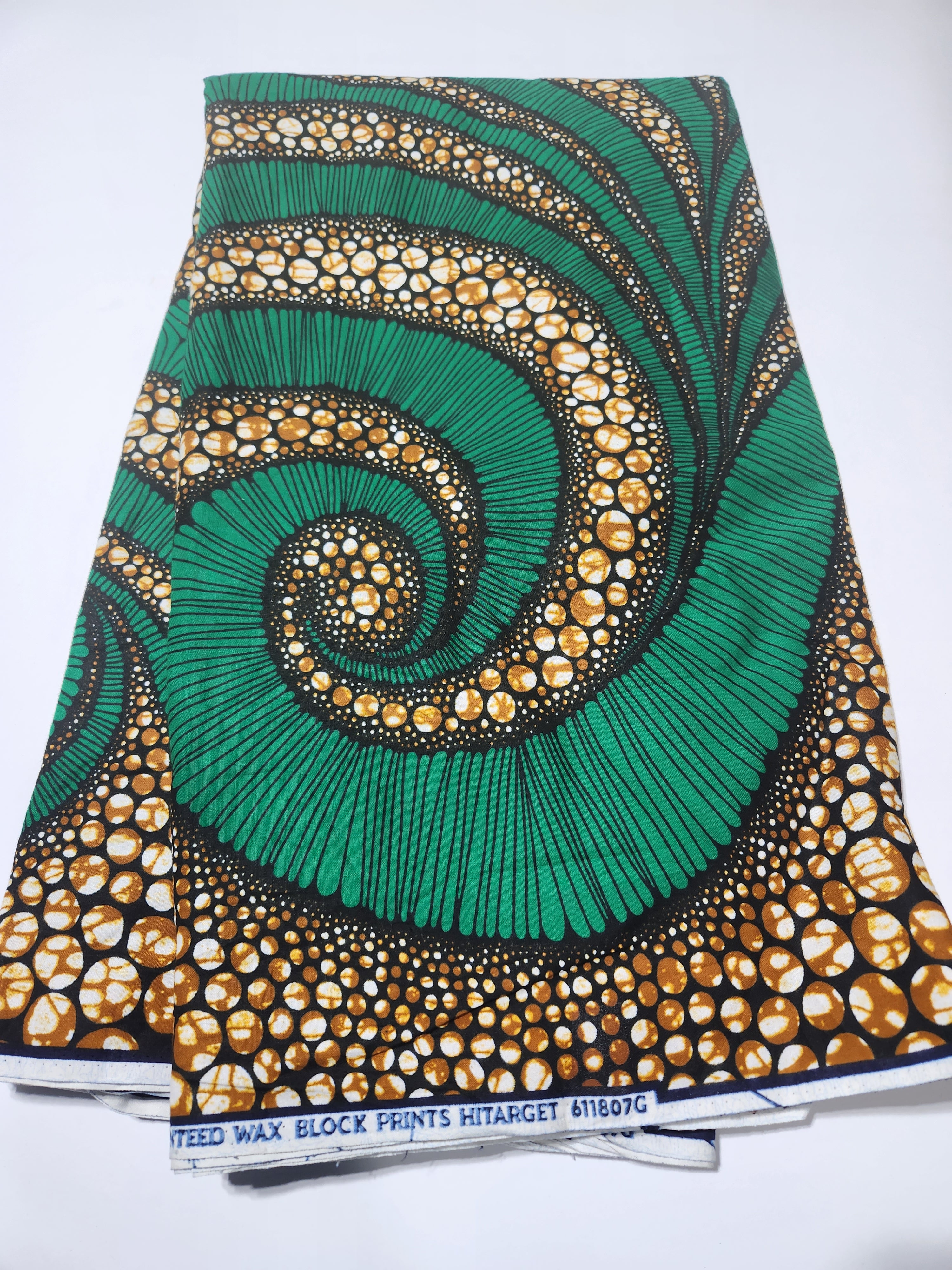 Black and Green African Ankara Print Fabric, Paisley and Floral Design Traditional Pattern