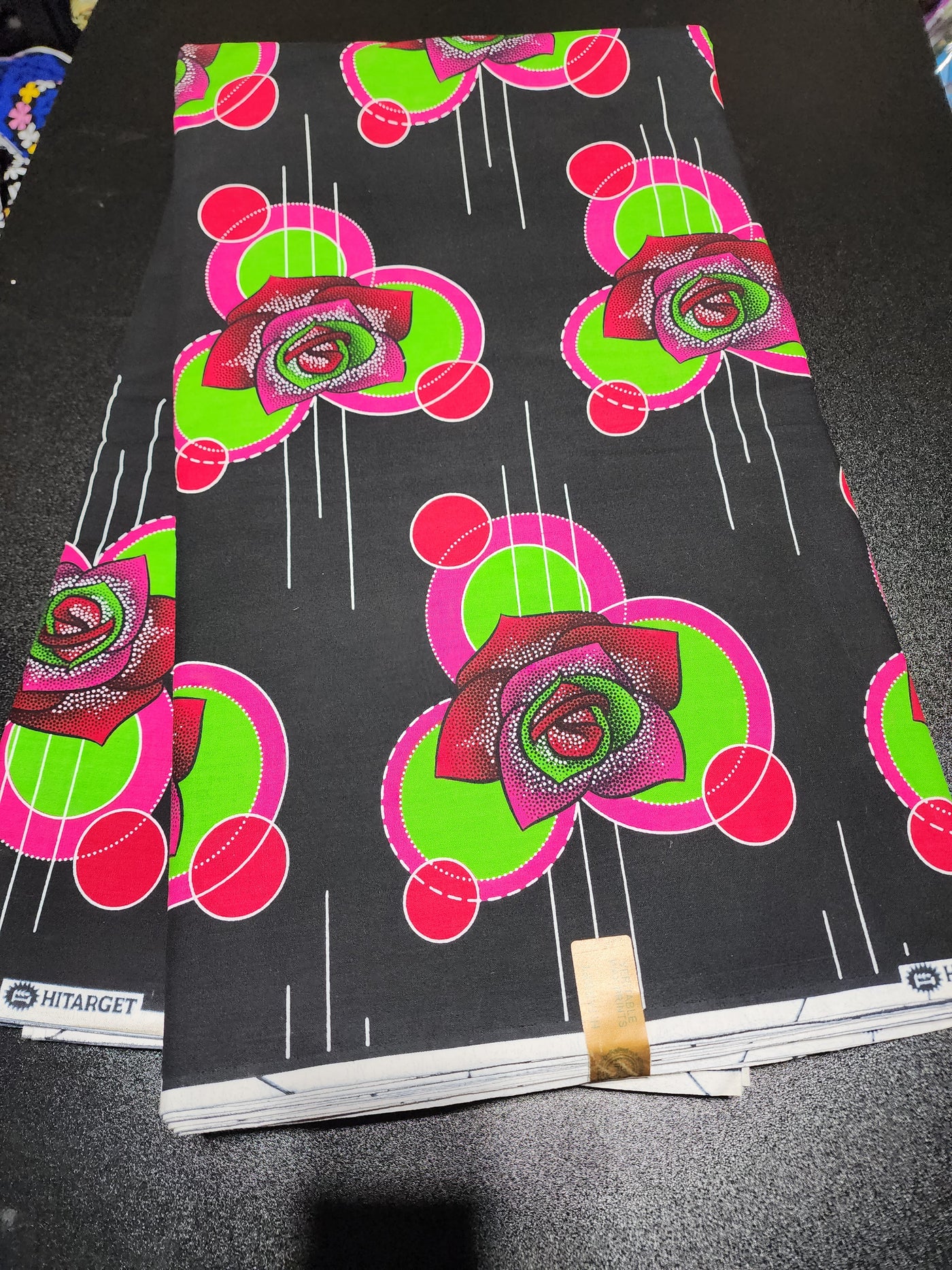 Black and Pink African Ankara Print Fabric