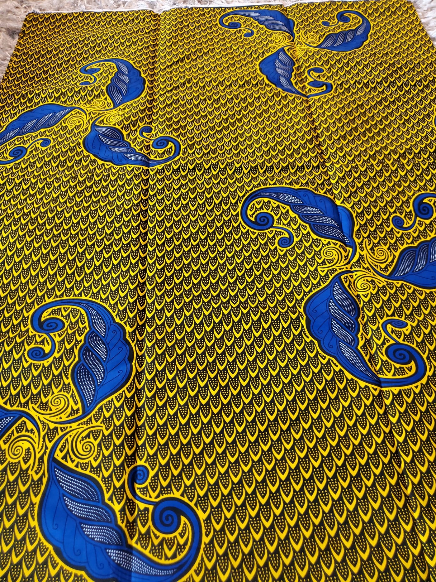Yellow and Blue Ankara Print Fabric