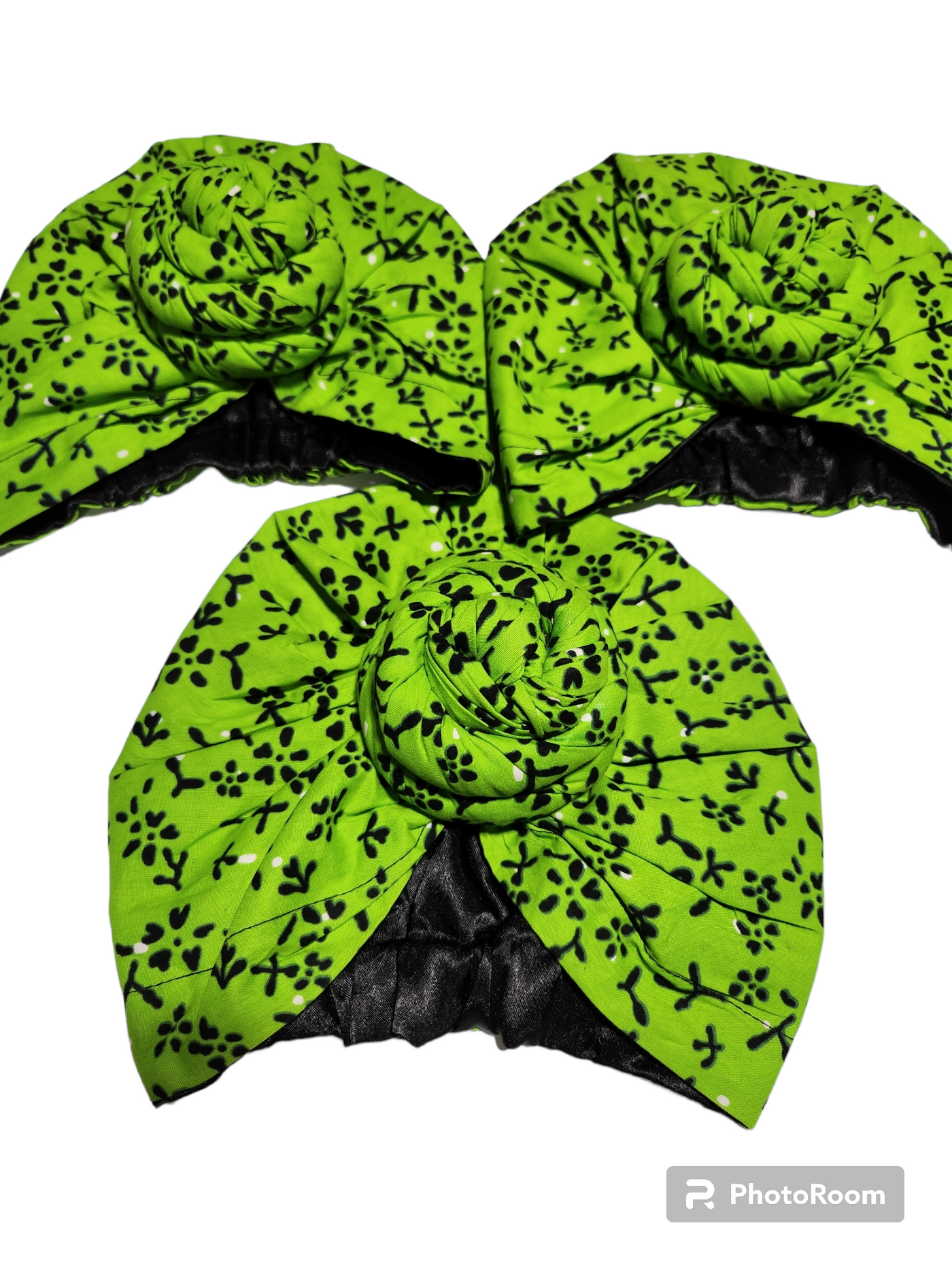 Green and Black Pre-tied Headwrap
