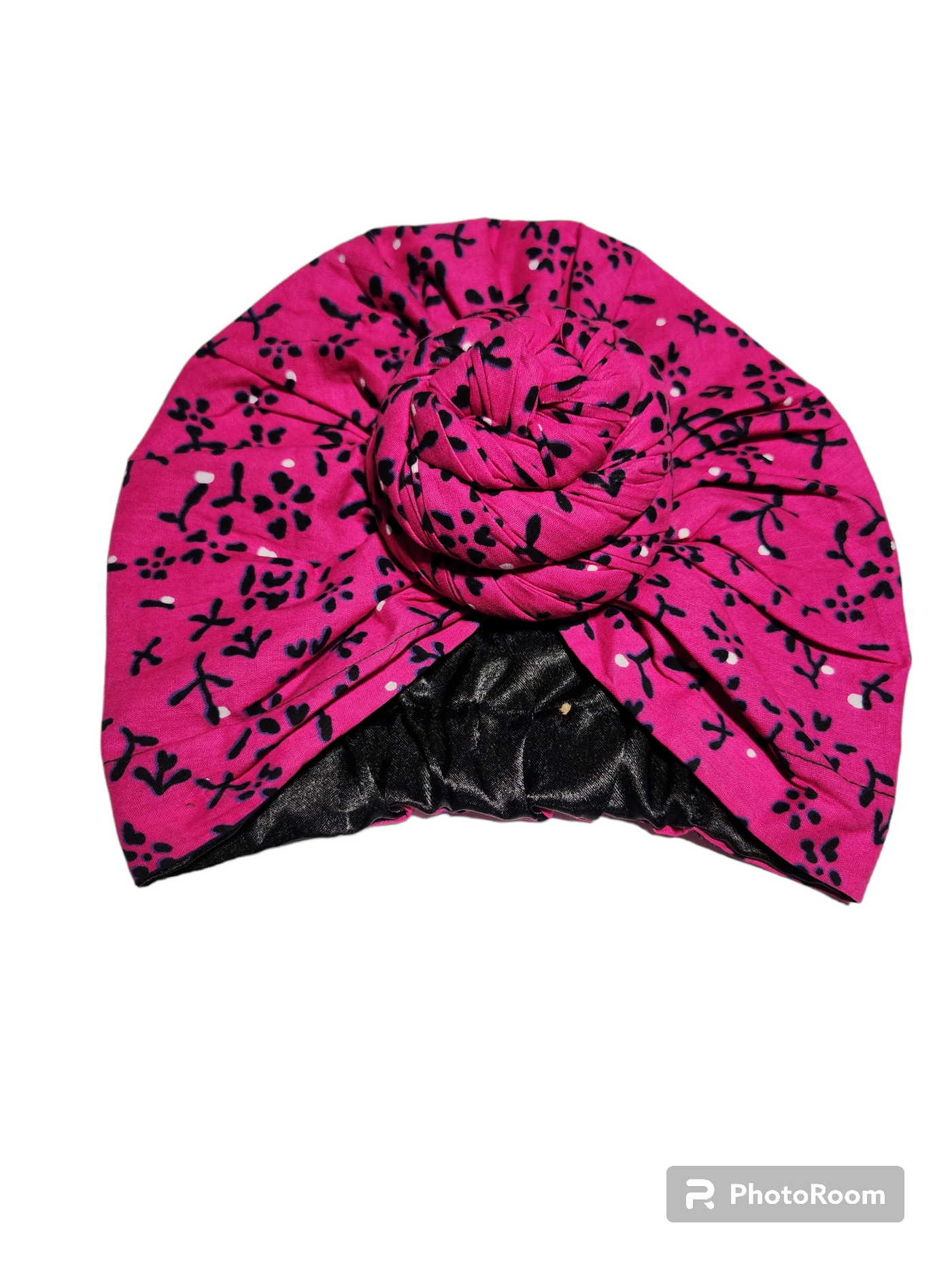 Pink and Black Pre-tied Headwrap