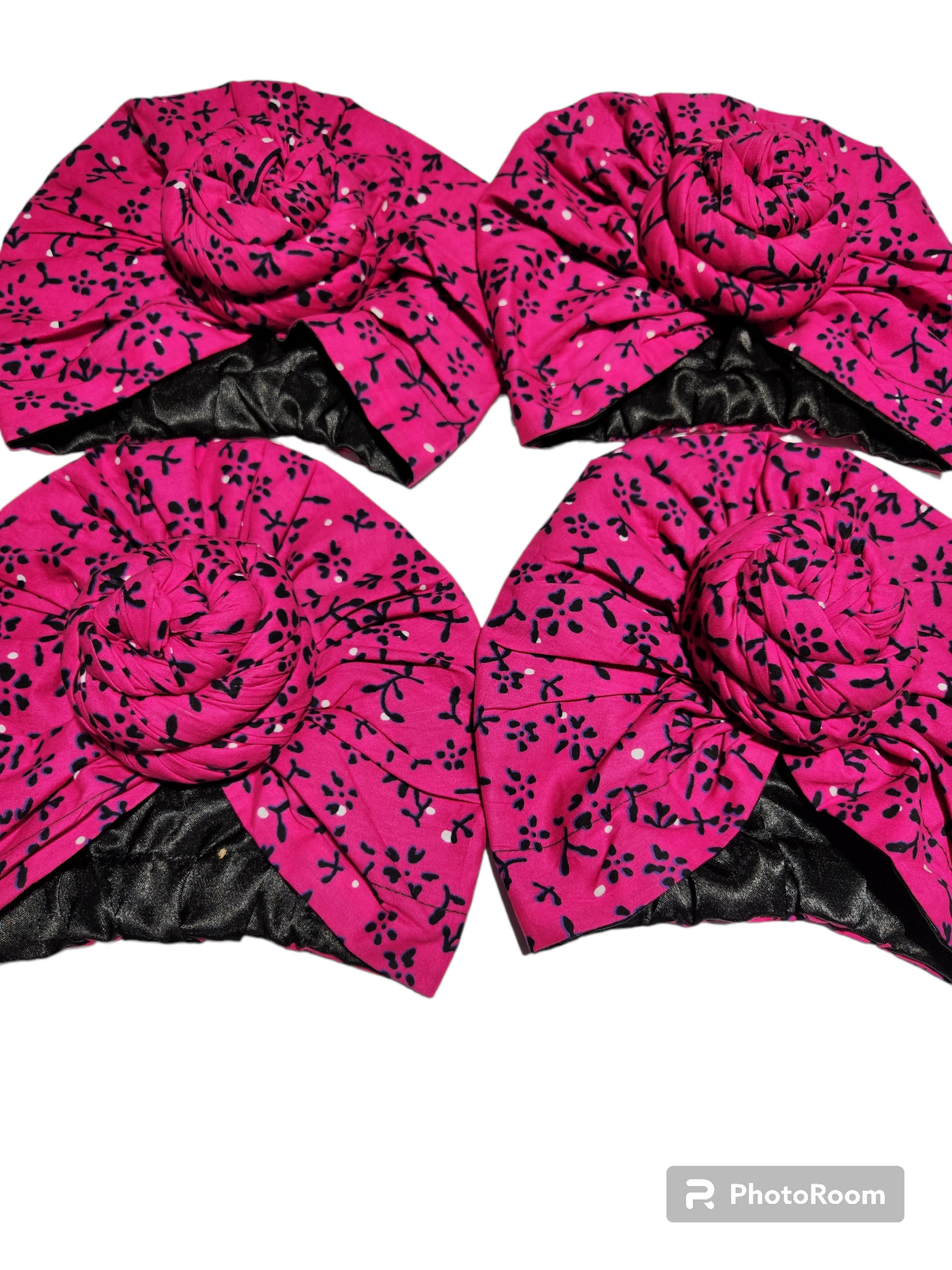 Pink and Black Pre-tied Headwrap