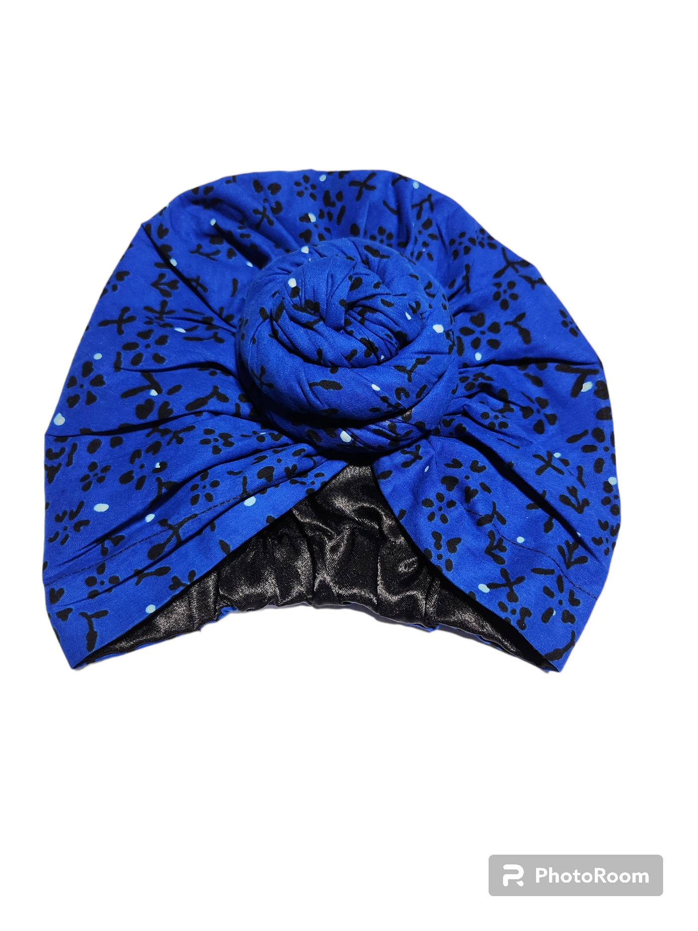 Blue and Black Pre-tied Headwrap