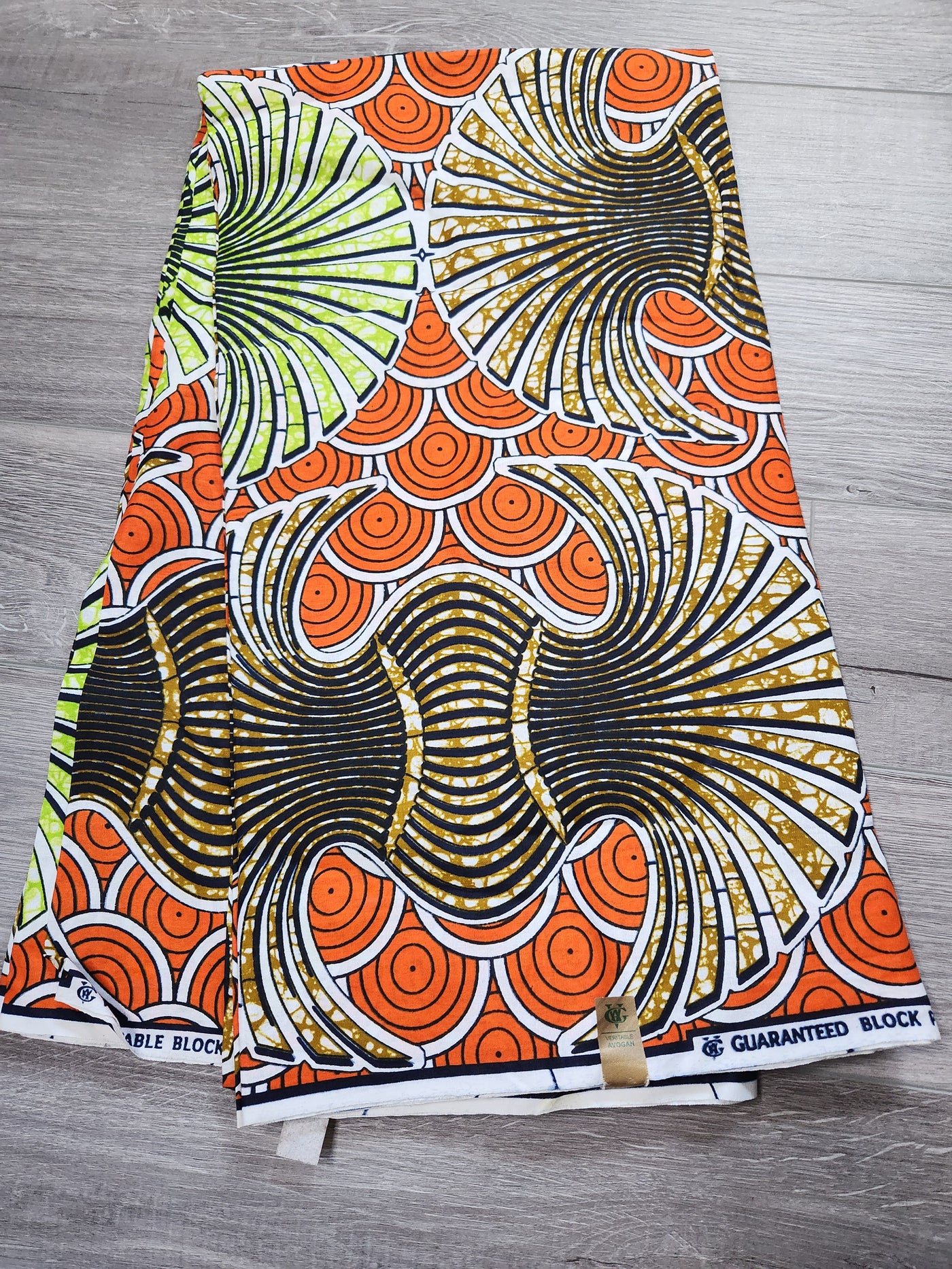 White and Orange African Print Fabric, Ankara Fabric