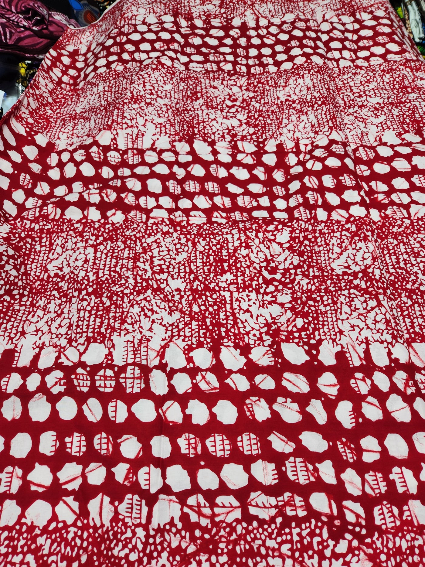 Red and White Ankara Print Fabric