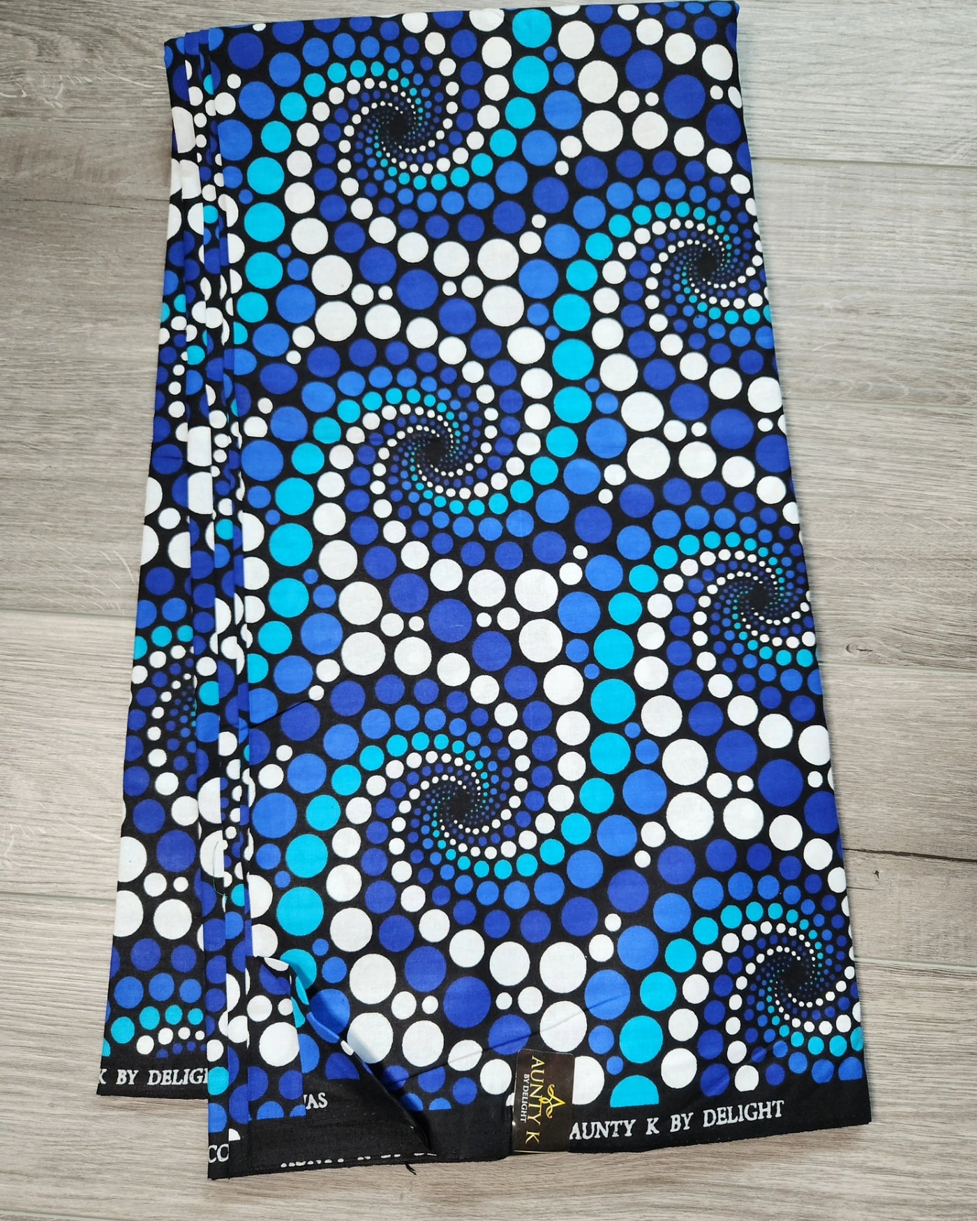 Black, White and Blue African Ankara Print Fabric