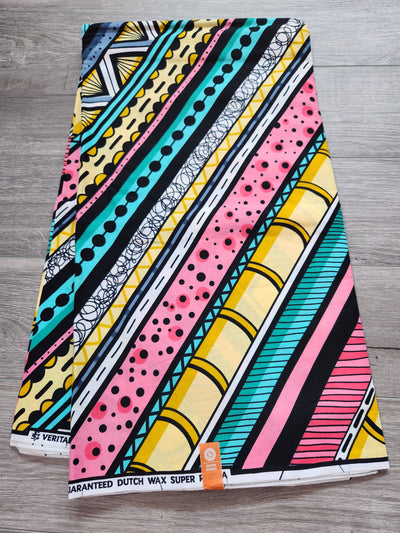 Pink and Blue African Print Fabric, Ankara Fabric