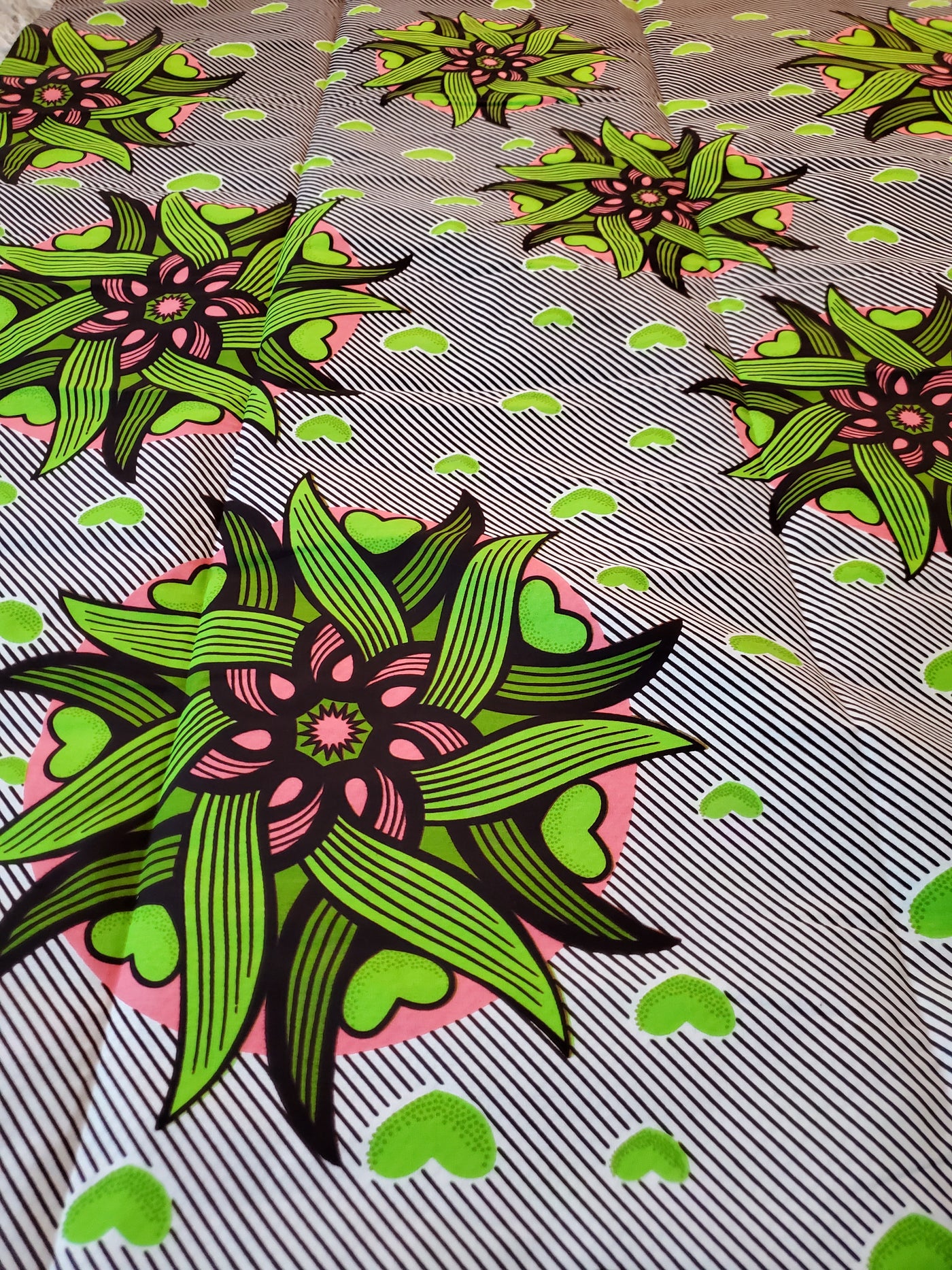 Brown and Green Ankara Print Fabric