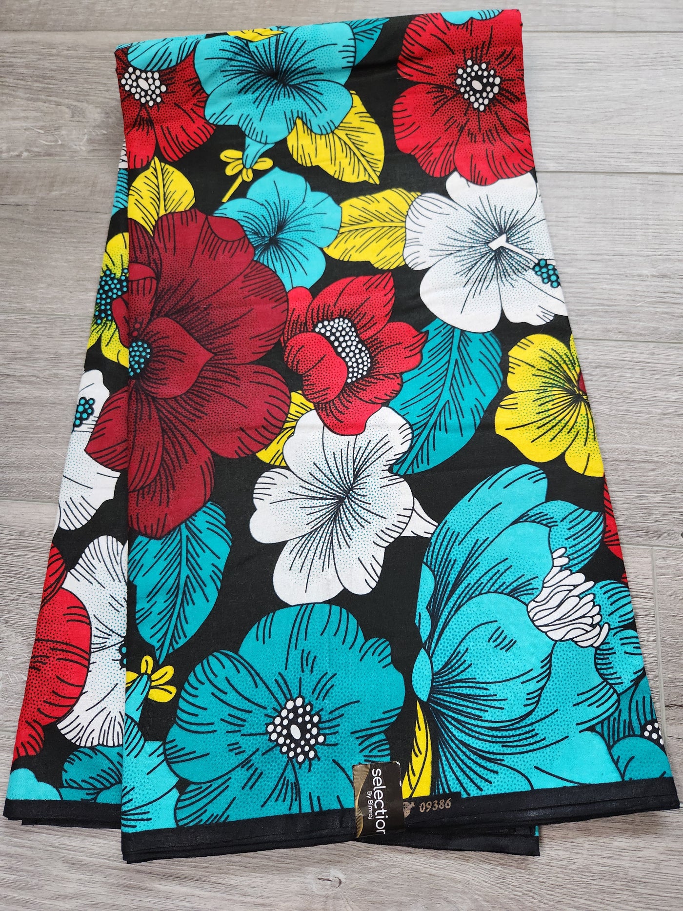 White, Teal and Red African Print Fabric, Ankara Fabric