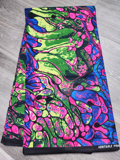 Blue and Pink African Print Fabric, Ankara Fabric