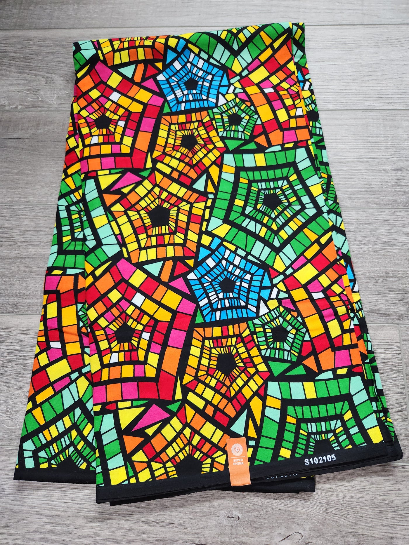 Luxury Green Multicolor African Print Fabric, Ankara Fabric