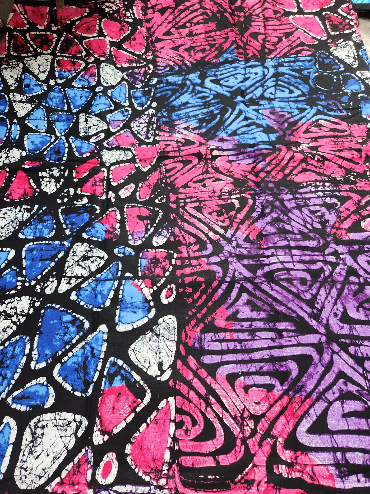 Pink and Blue Tie-Dye African Print Fabric, Ankara Fabric