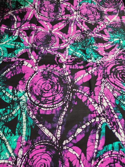 Purple and Teal Tie-Dye African Print Fabric, Ankara Fabric