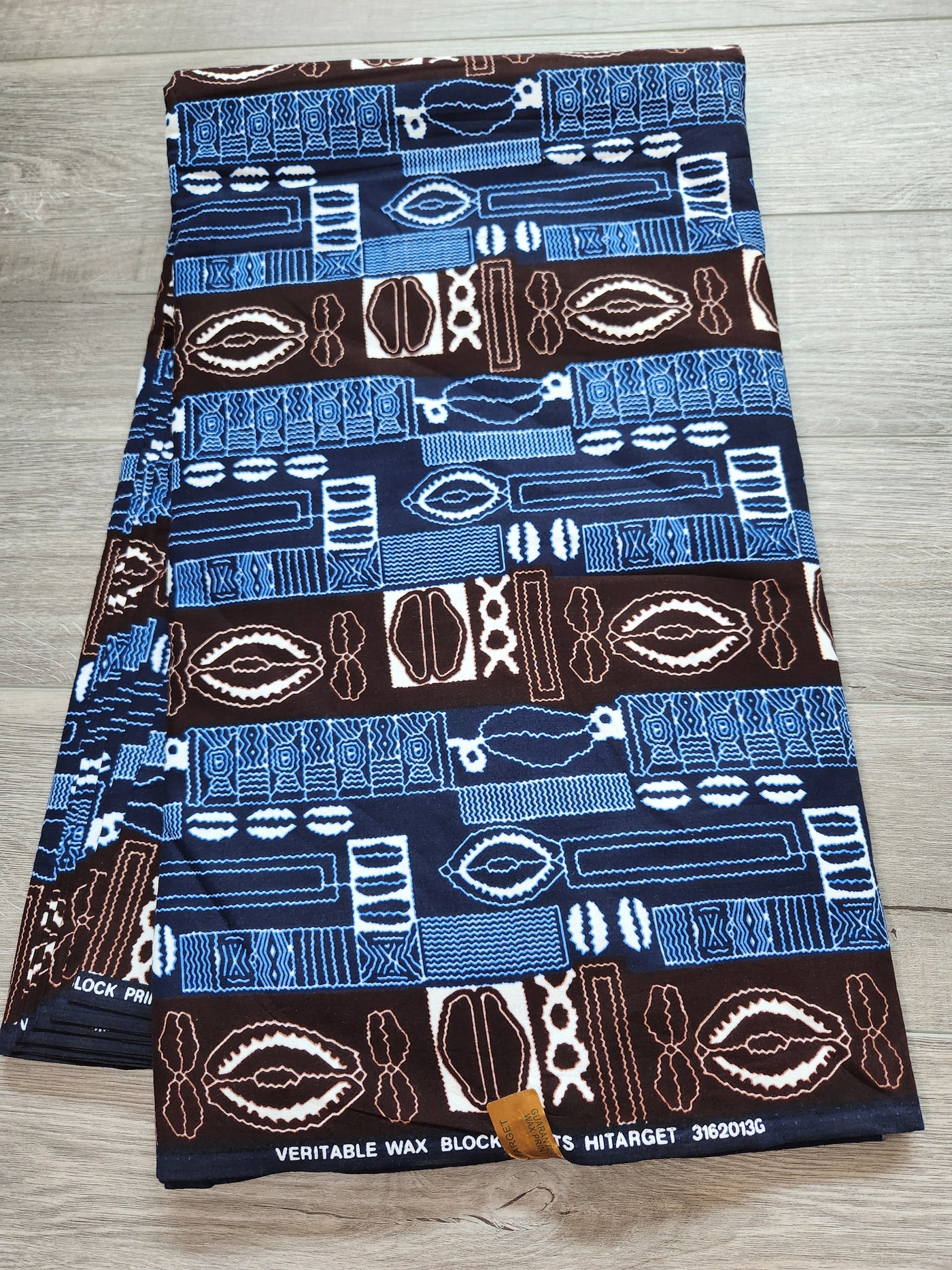 Brown and Blue Tribal African Print Fabric, Ankara Fabric