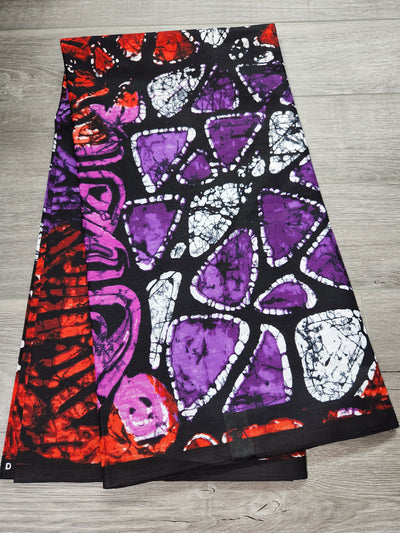 Purple and Red Tie-Dye African Print Fabric, Ankara Fabric