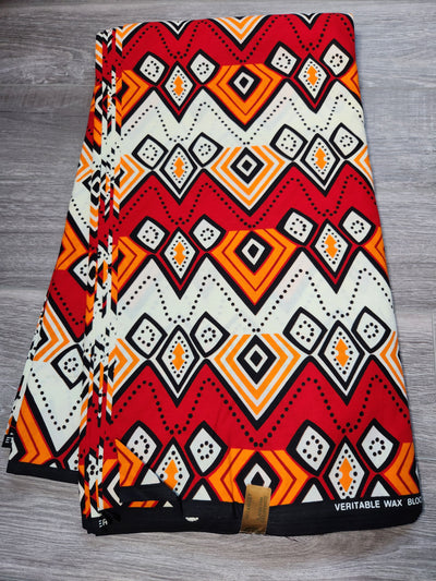 Orange Tribal African Print Fabric, Ankara Fabric
