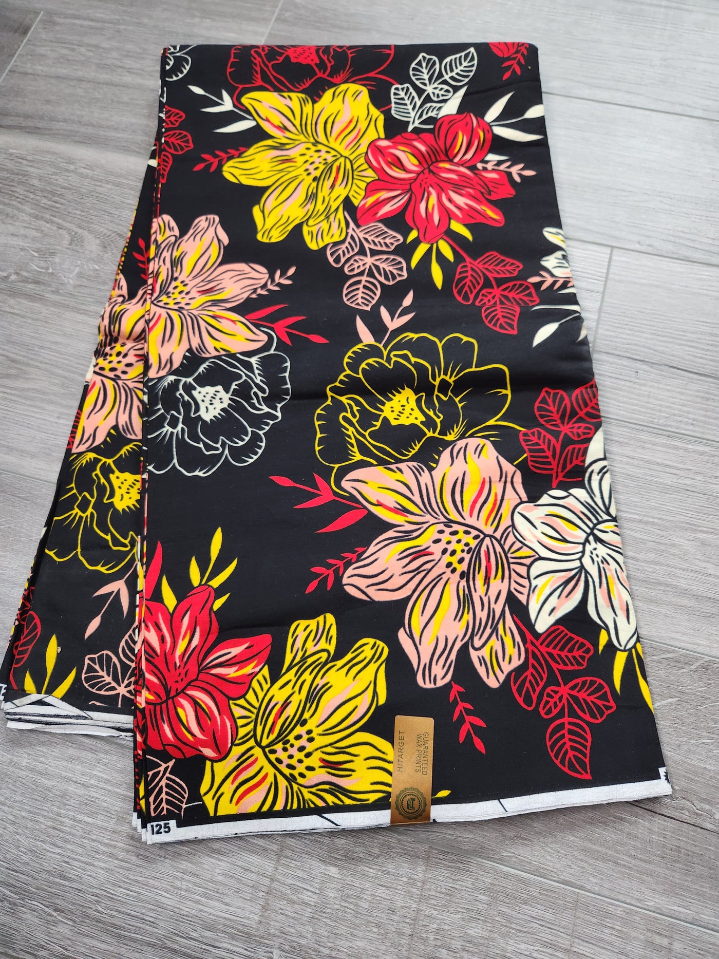 Black, Yellow and Red African Print Fabric, Ankara Fabric