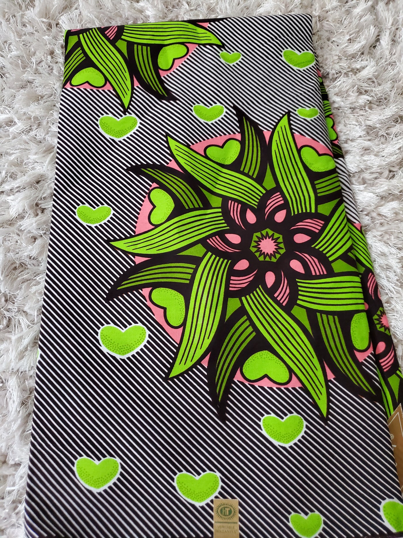 Brown and Green Ankara Print Fabric