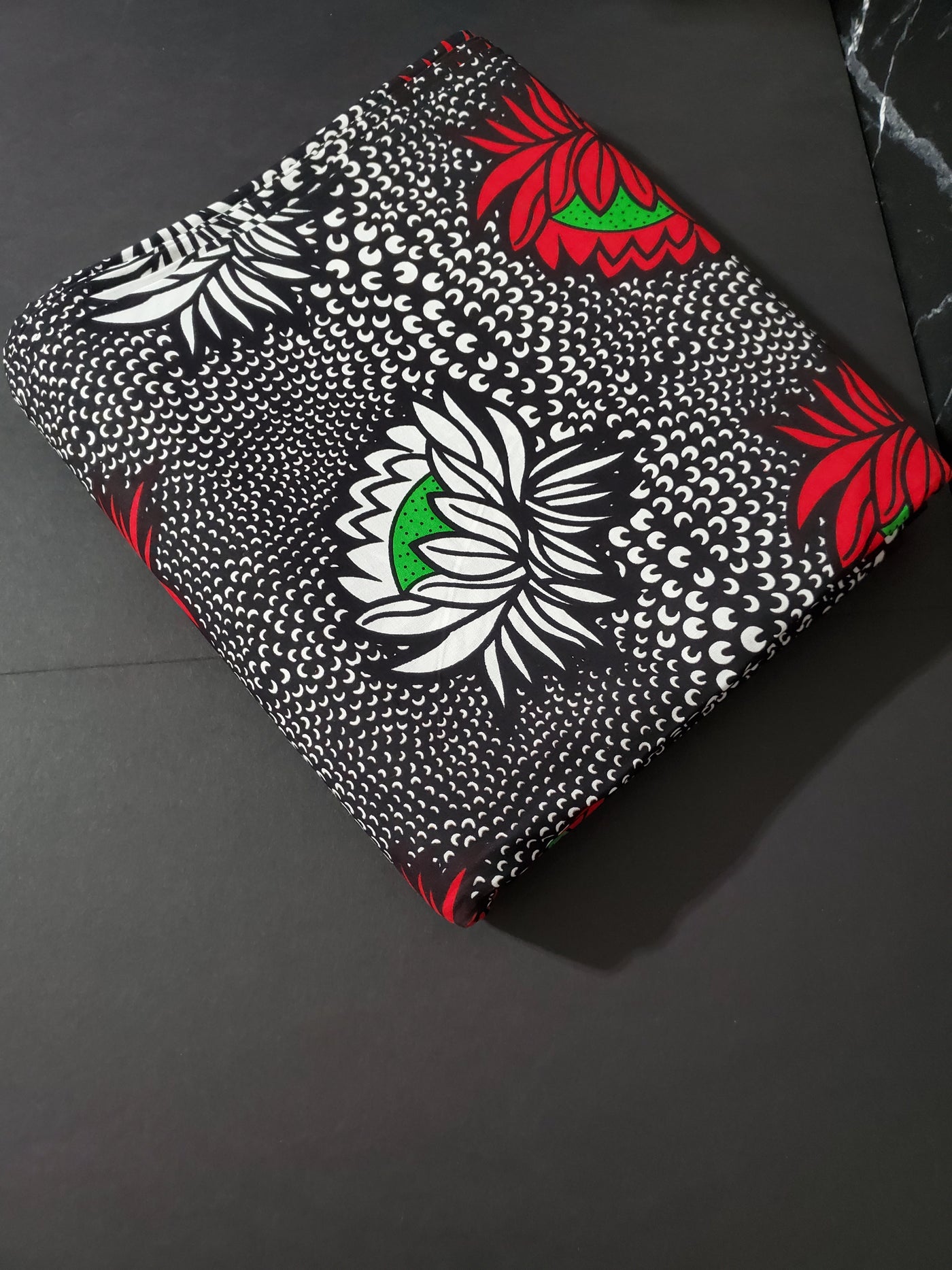 Black, White and Red African Ankara Fabric