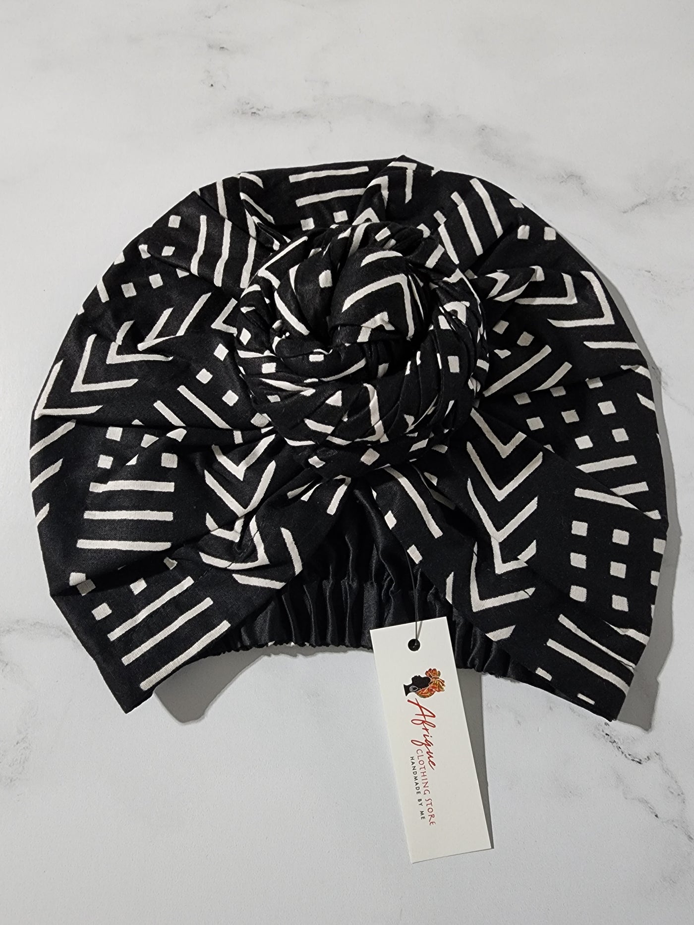 Black and White Pre-tied Headwrap