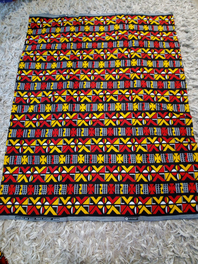 Black and Red Ankara Print Fabric