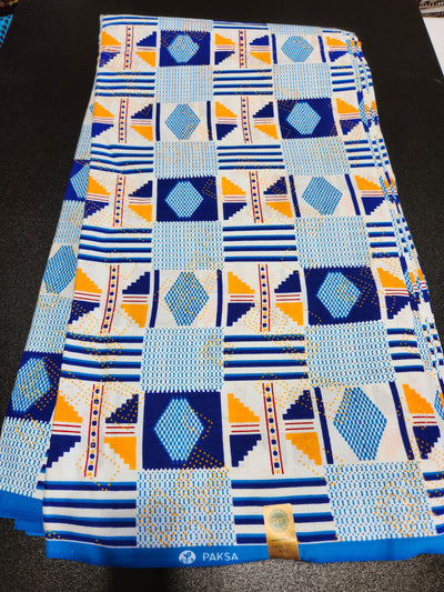 Blue and White Tribal Ankara Fabric