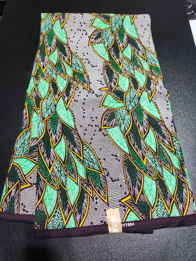 Brown and Green Ankara Print Fabric