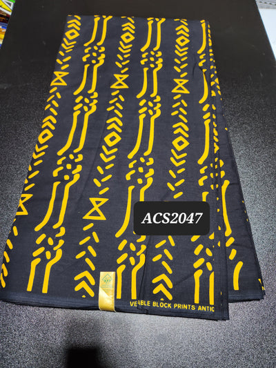 Black and Gold Ankara Print Fabric ACS2047