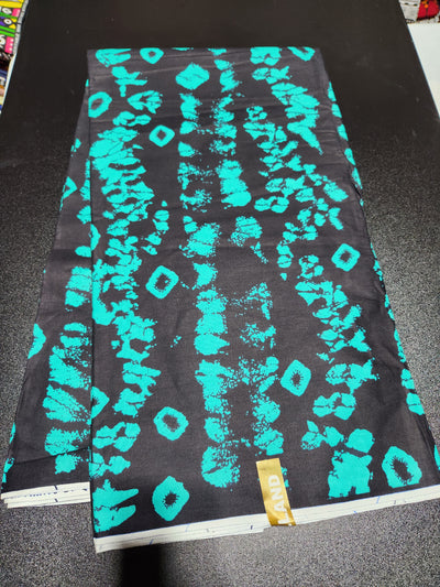 Black and Teal Ankara Print Fabric ACS2014