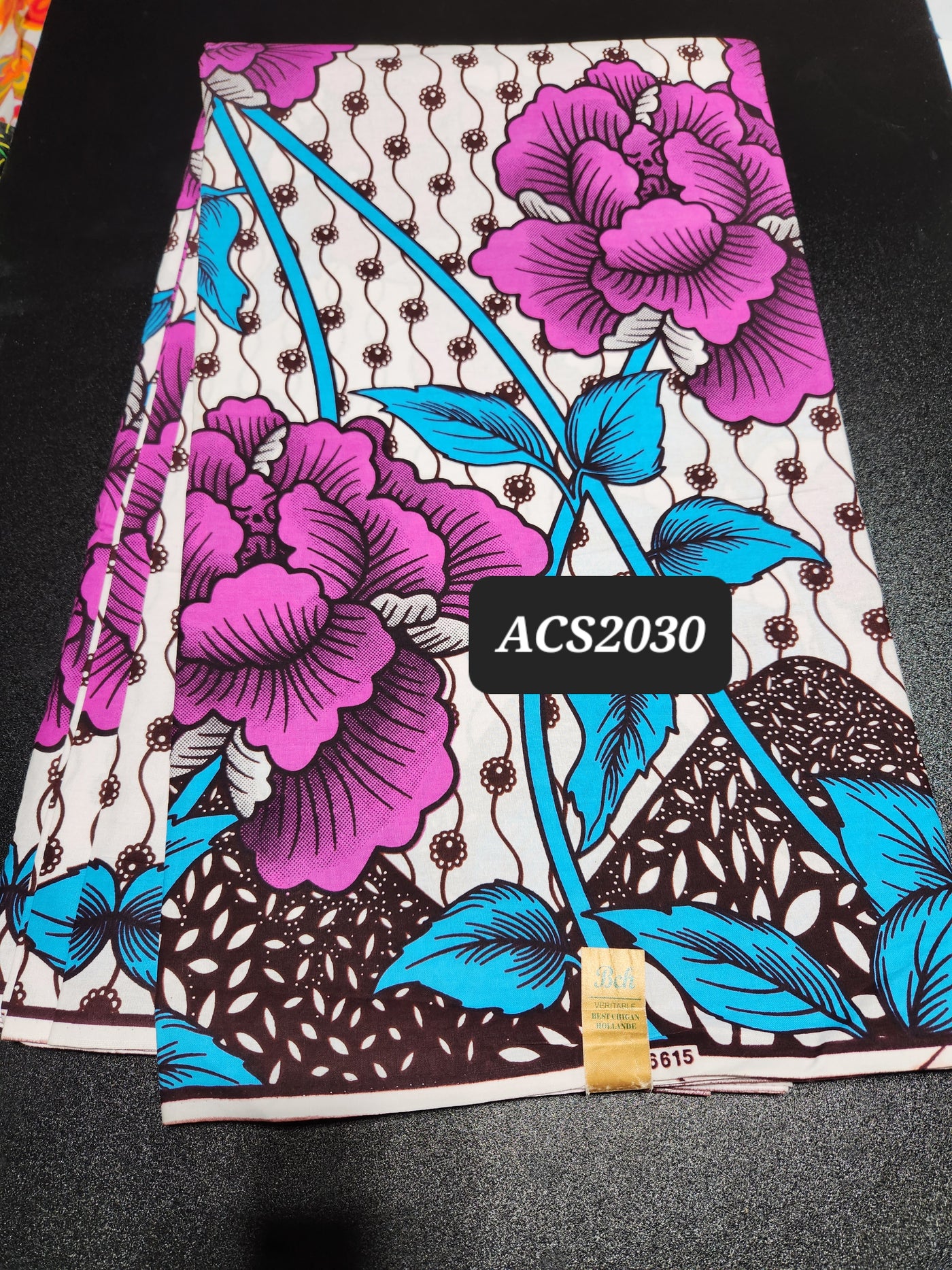 White and Purple Ankara Print Fabric ACS2030