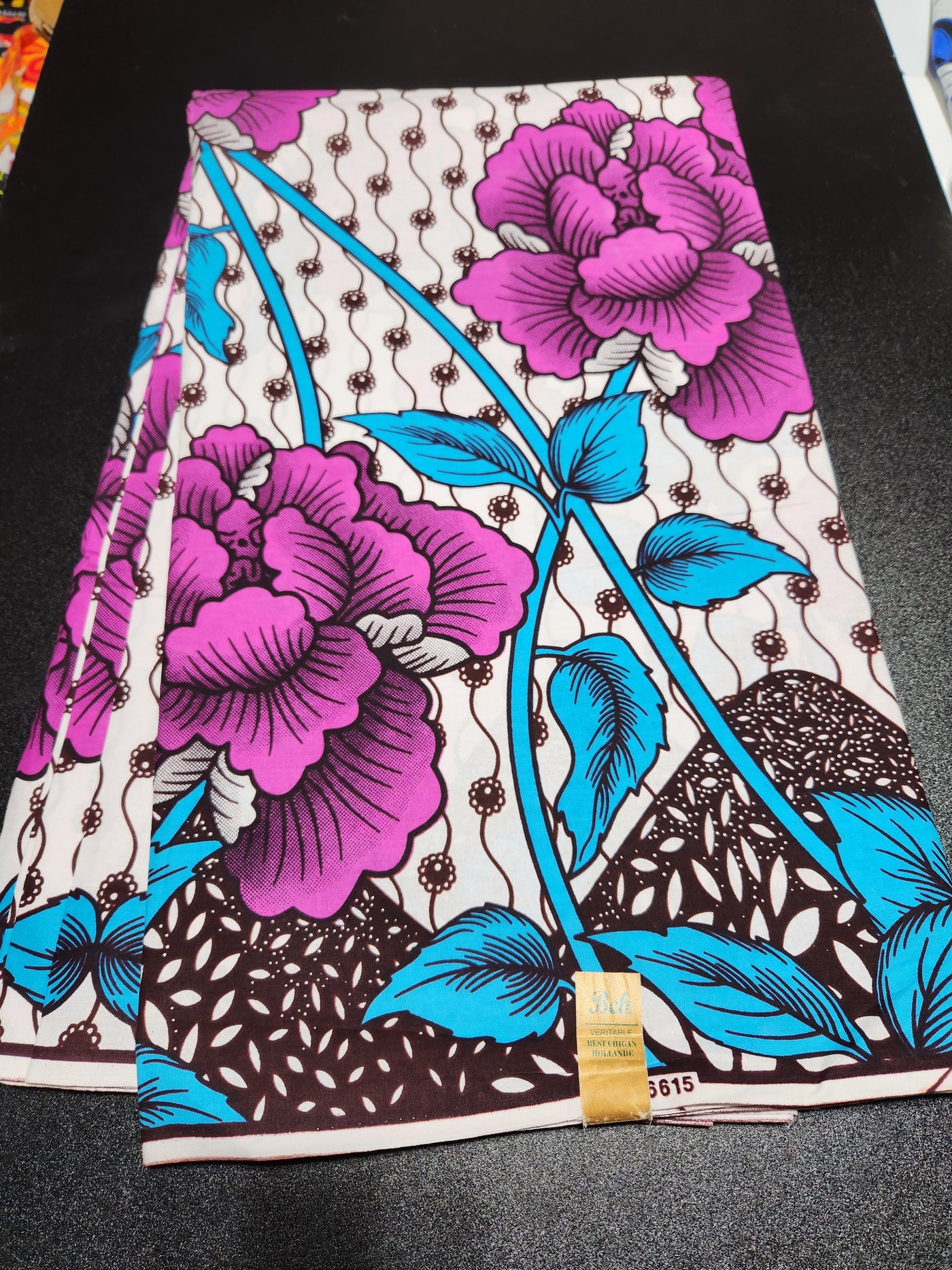 White and Purple Ankara Print Fabric ACS2030