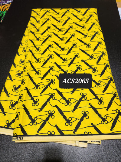 Yellow and Black Ankara Print Fabric ACS2065
