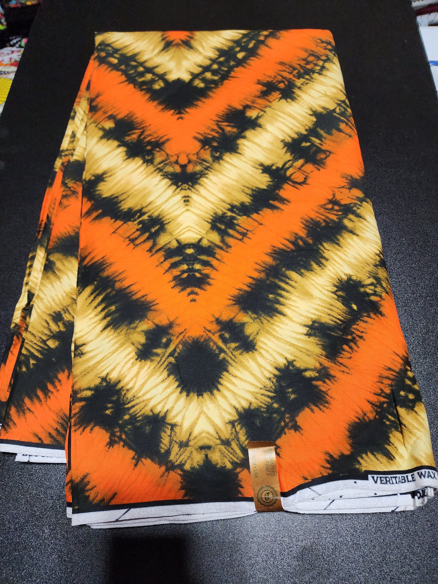 Orange and Black Ankara Print Fabric ACS2069