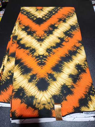 Orange and Black Ankara Print Fabric ACS2069