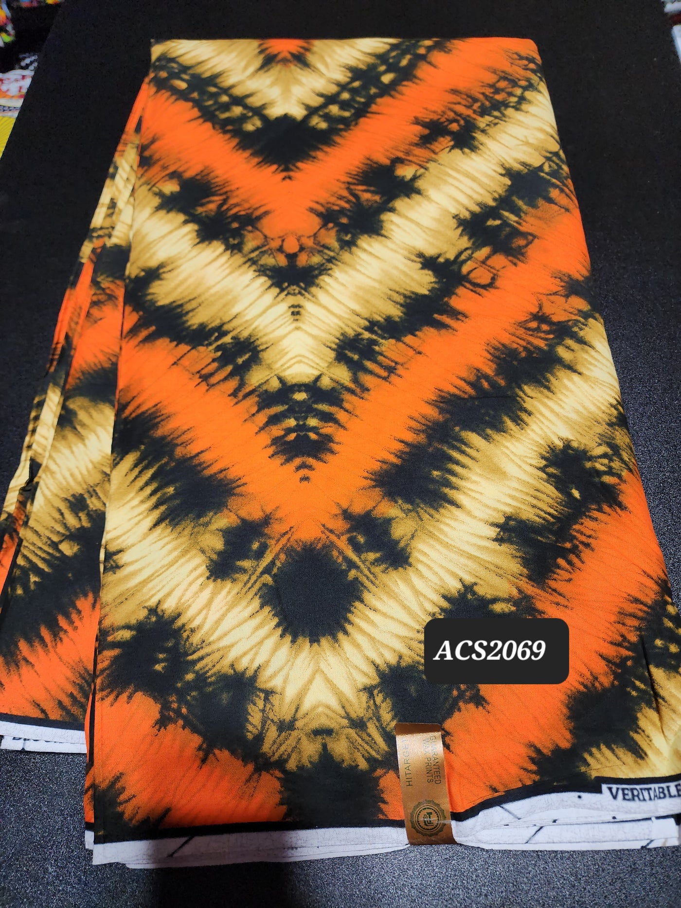 Orange and Black Ankara Print Fabric ACS2069