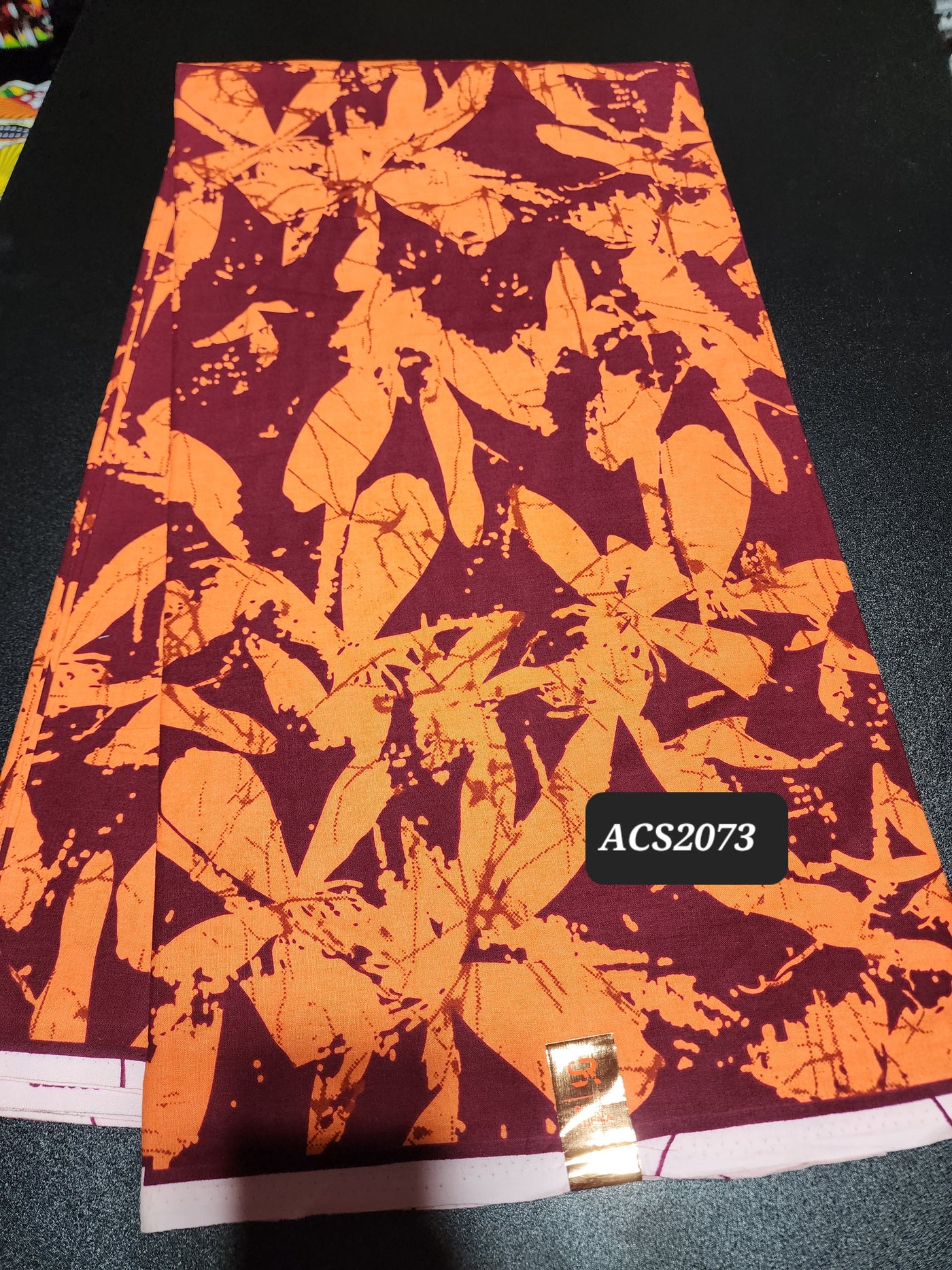 Orange and Maroon Ankara Print Fabric ACS2073