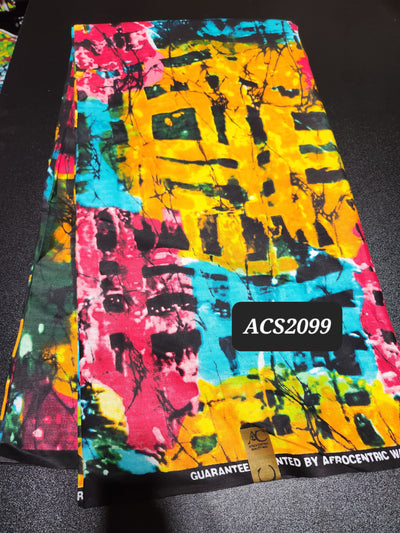Orange and Teal Tie-dye Ankara Fabric ACS2099