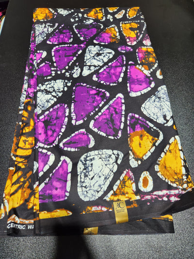 Purple and Gold Tie-dye Ankara Fabric ACS2100