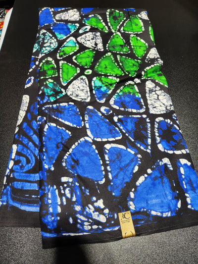 Blue and Green Tie-dye Ankara Fabric ACS2105