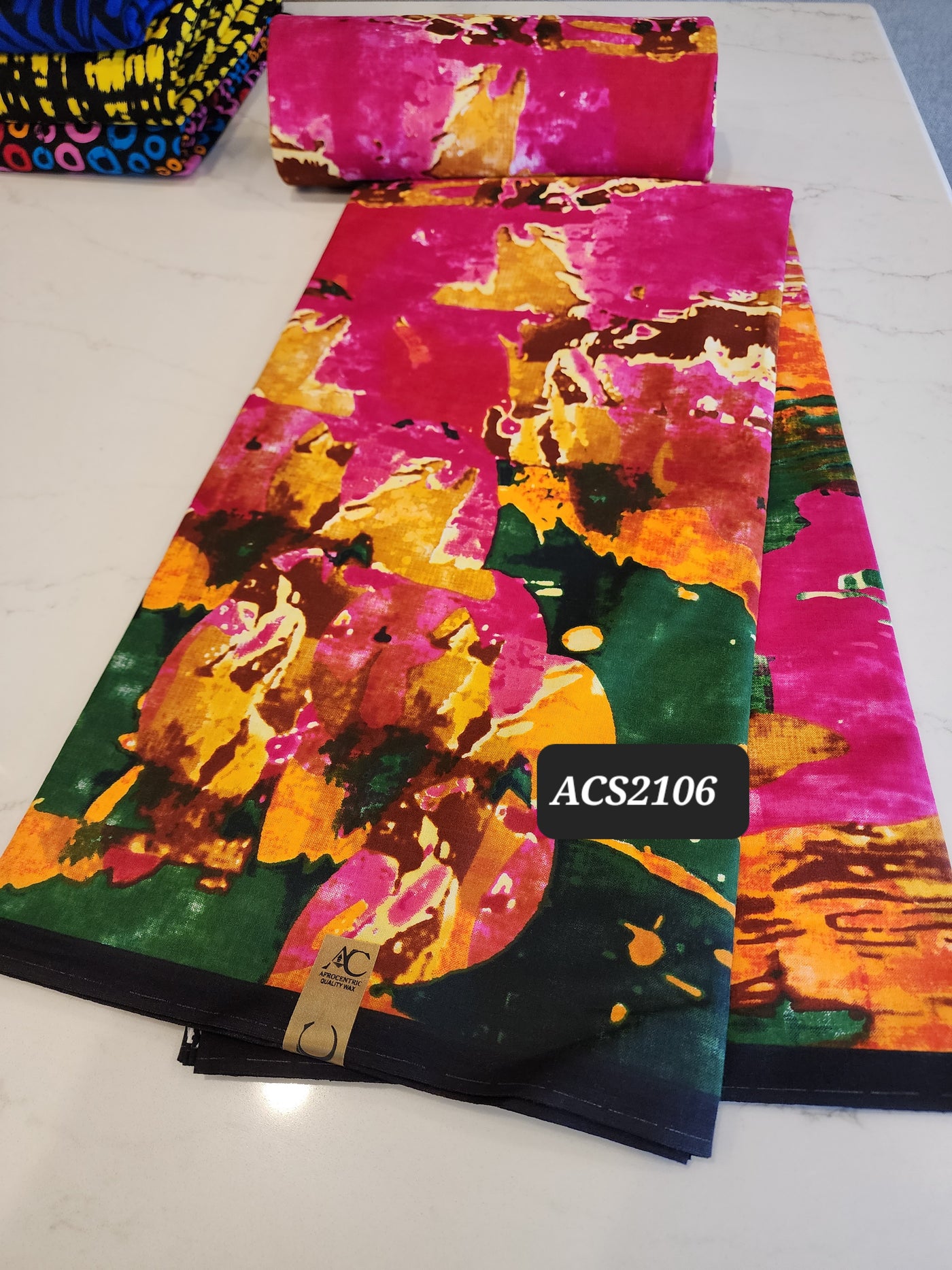 Pink and Green Tie-dye Ankara Fabric ACS2106