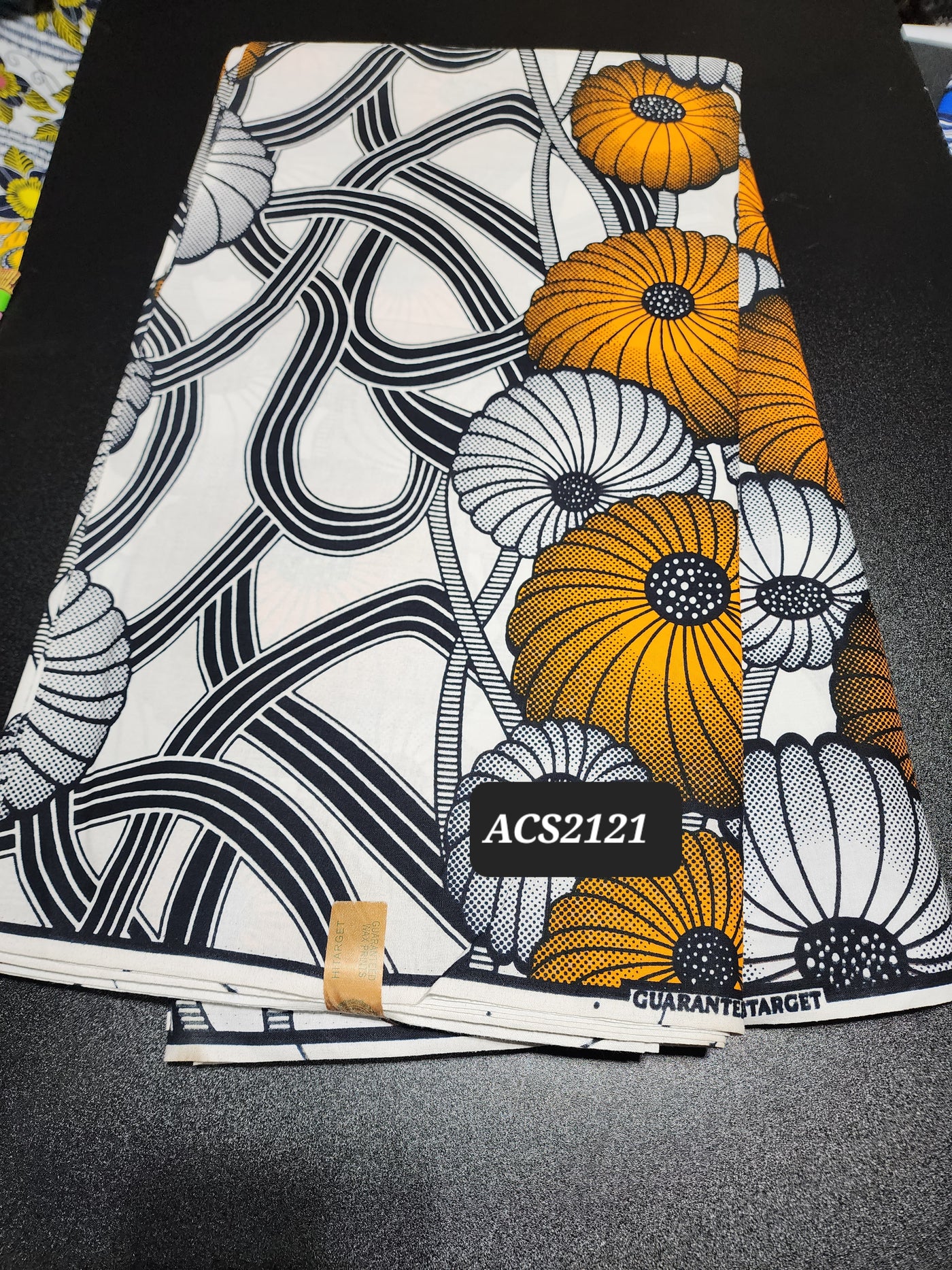 White and Gold Ankara Print Fabric, ACS2121