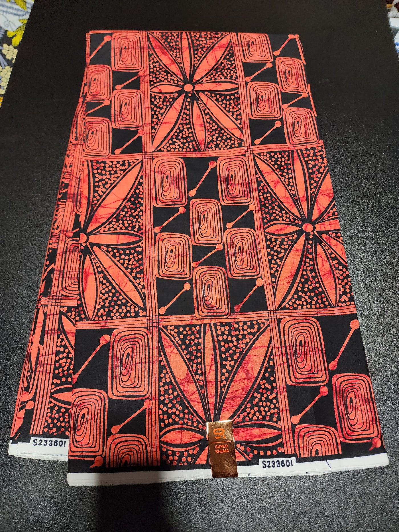 Orange and Black Ankara Print Fabric, ACS2133