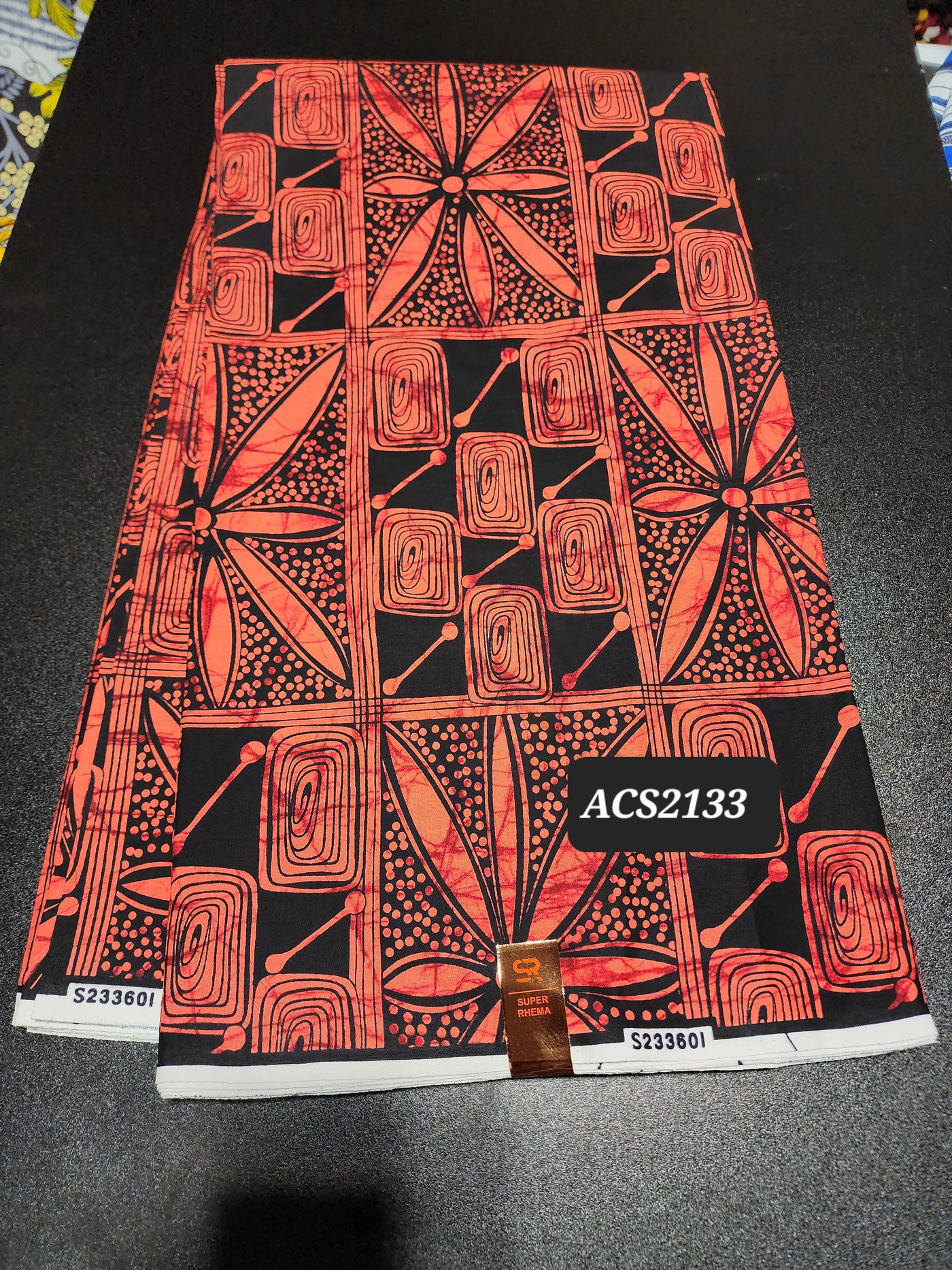 Orange and Black Ankara Print Fabric, ACS2133