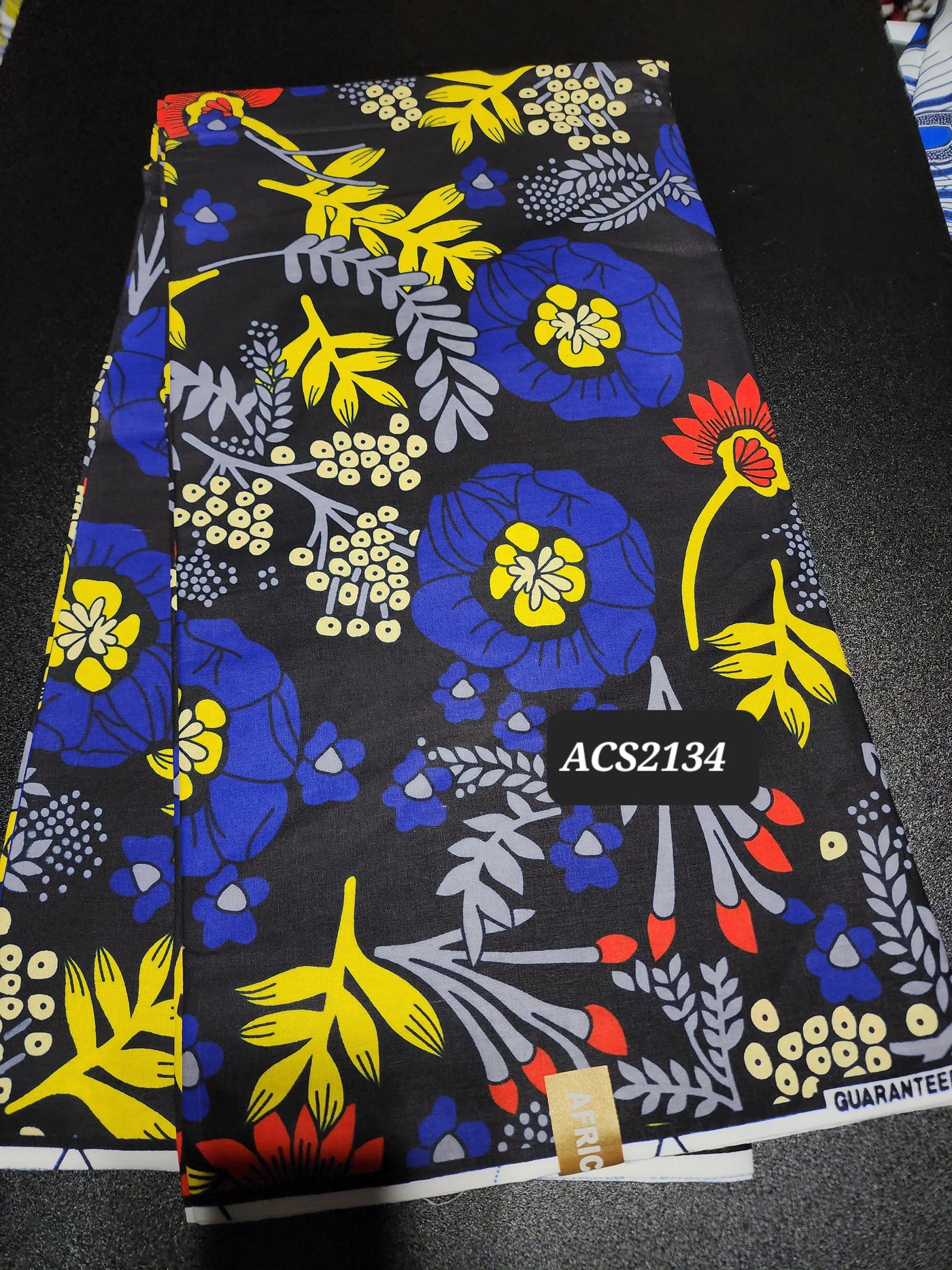 Black Ankara Print Fabric, ACS2134