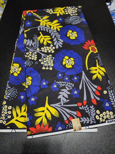 Black Ankara Print Fabric, ACS2134