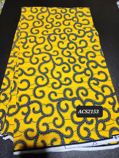 Yellow Ankara Print Fabric, ACS2153