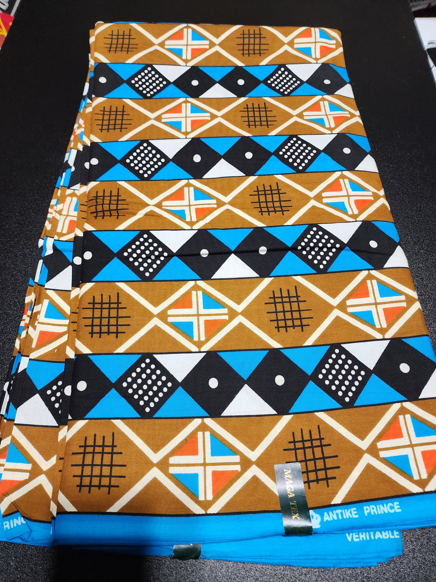 Brown and Blue Ankara Print Fabric, ACS2155