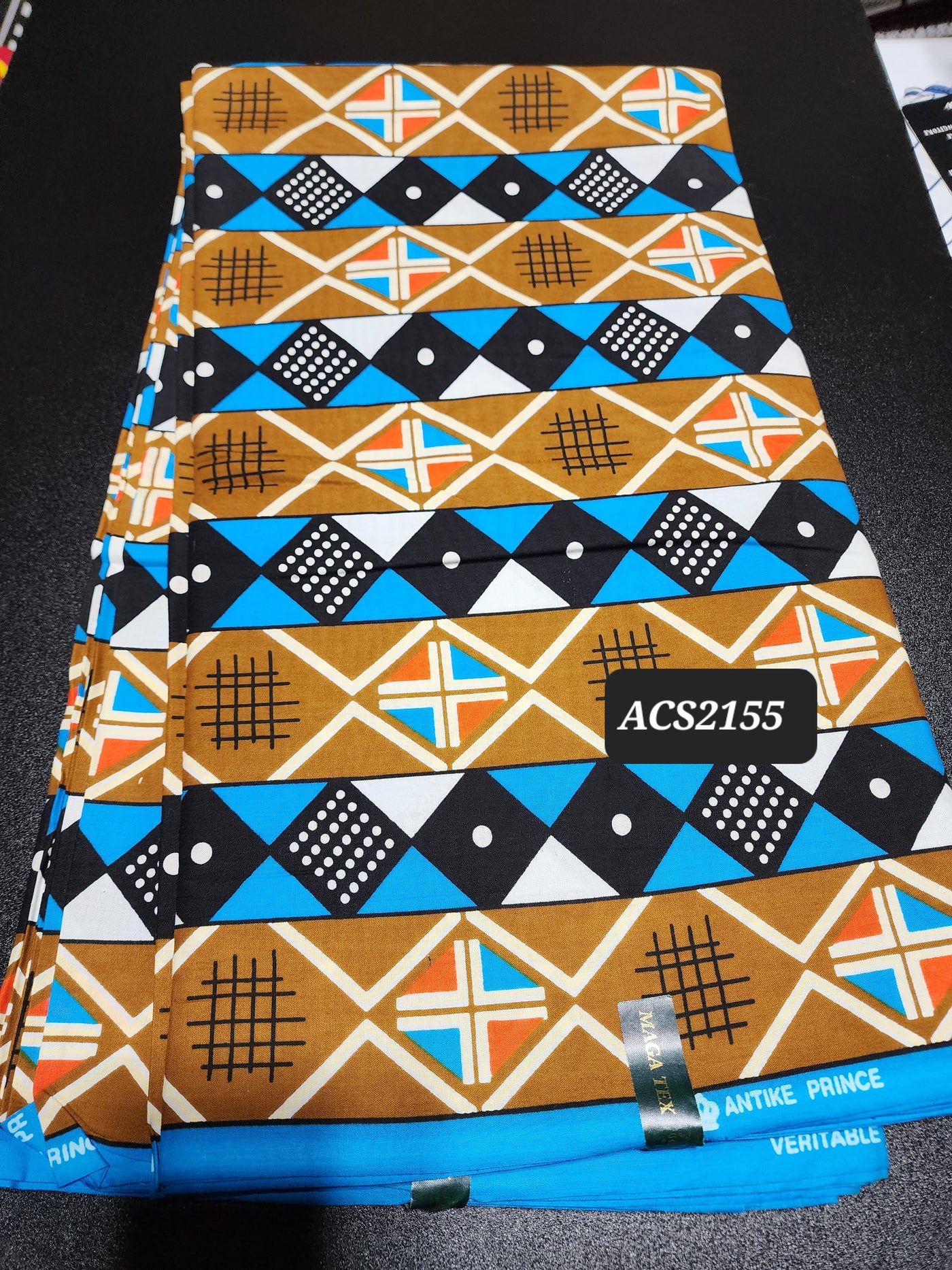 Brown and Blue Ankara Print Fabric, ACS2155